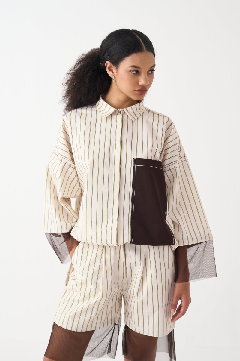 Contrast Detail Shirt - Three Clothing