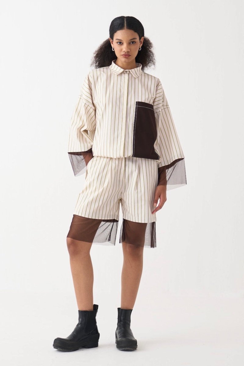 Contrast Detail Shirt Co - ord (Set of 2) - Three Clothing