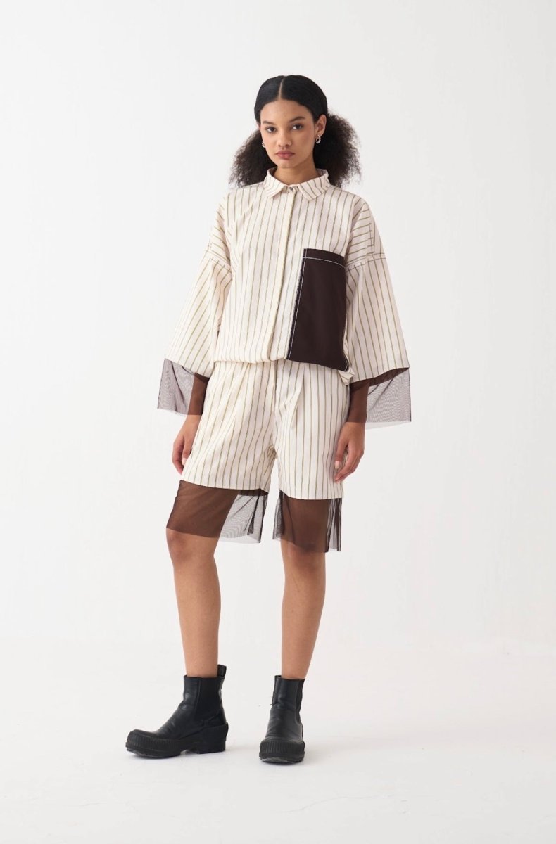 Contrast Detail Shirt Co - ord (Set of 2) - Three Clothing