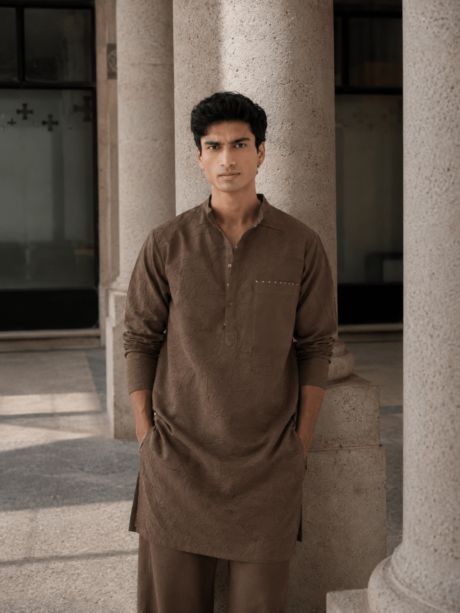 Crush Texture Kurta - Three Clothing