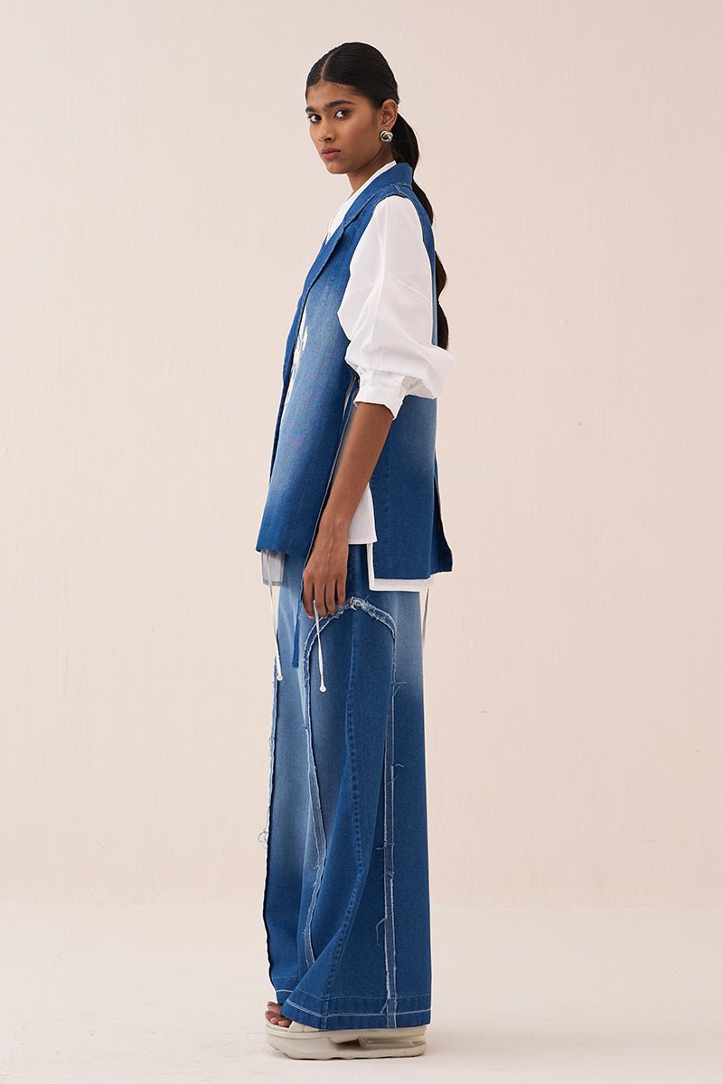 Denim Circle Waistcoat Co - Ord (Set Of 3) - Three Clothing