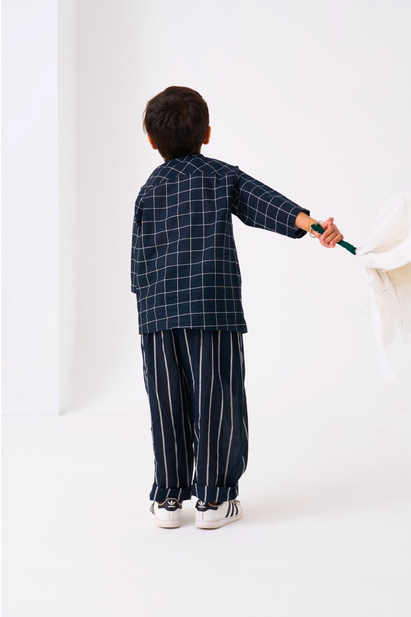 Diagonal Check Pocket Shirt Co - ord - Black - Three