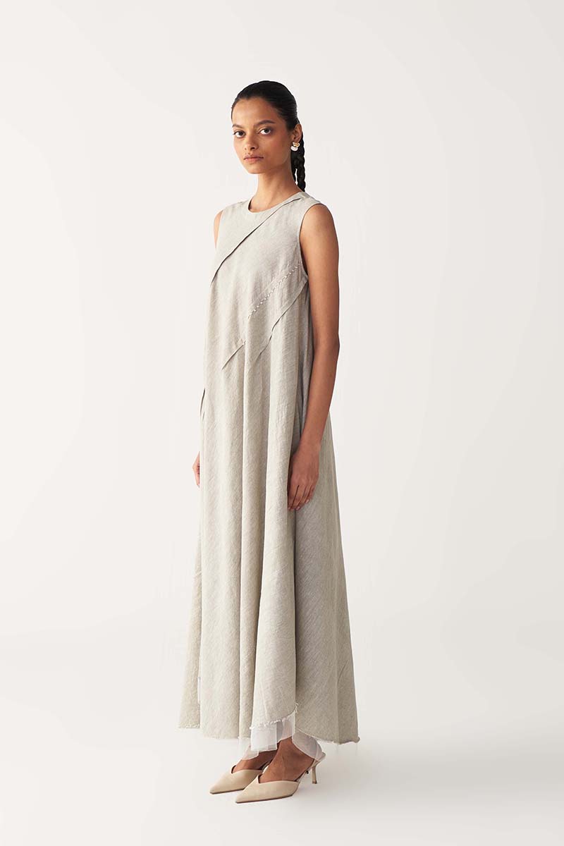 Diagonal Pleat Dress - Three Clothing