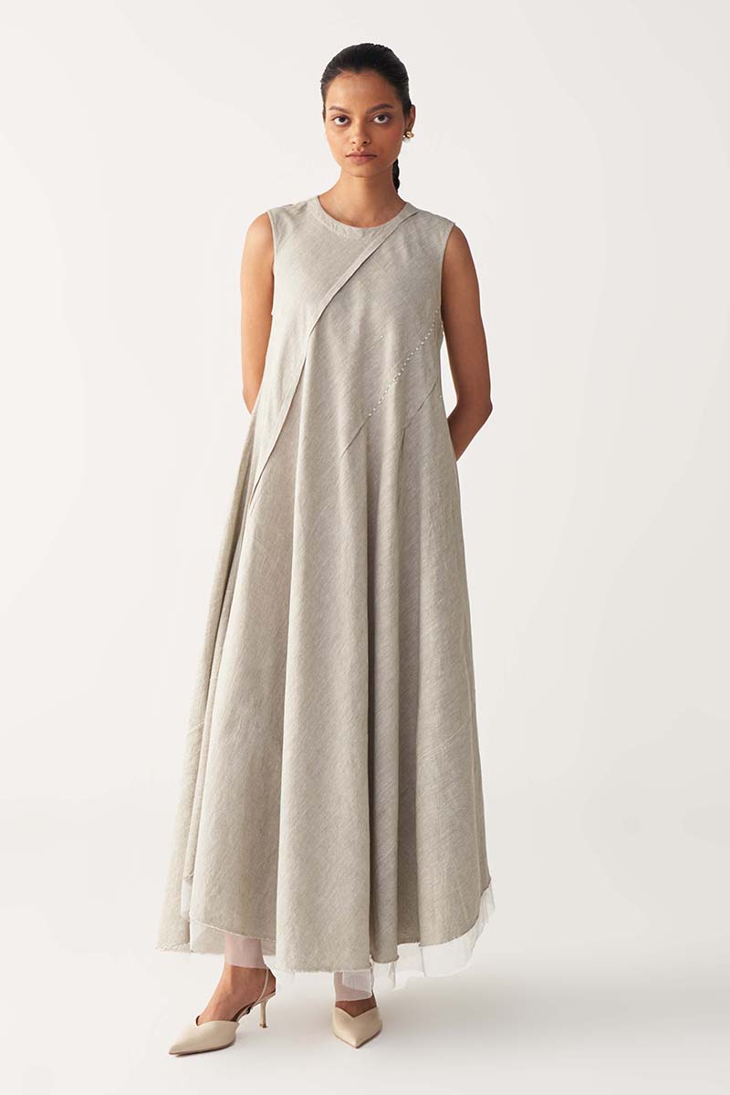 Diagonal Pleat Dress - Three Clothing