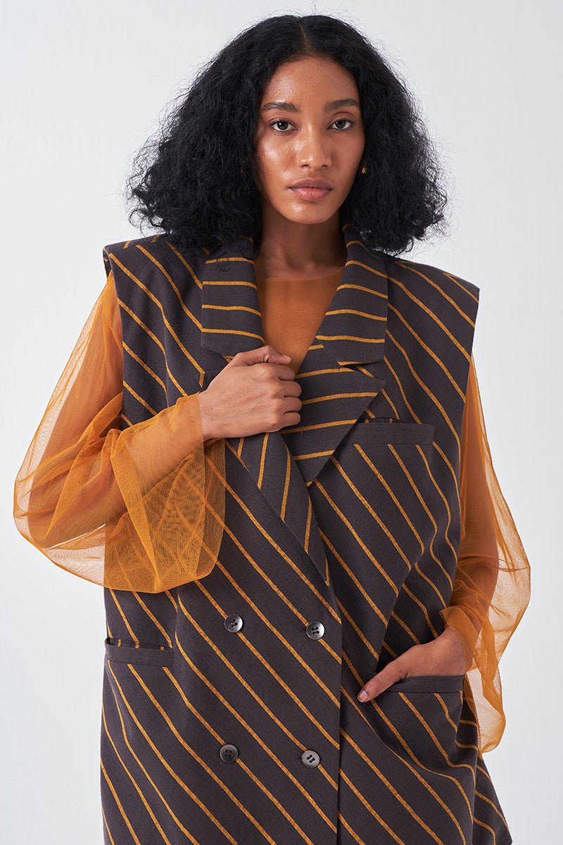 Diagonal Stripe Jacket - Three Clothing