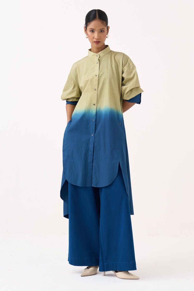 Dip - Dye Side Button Tunic Co - ord (Set of 2) - Three Clothing