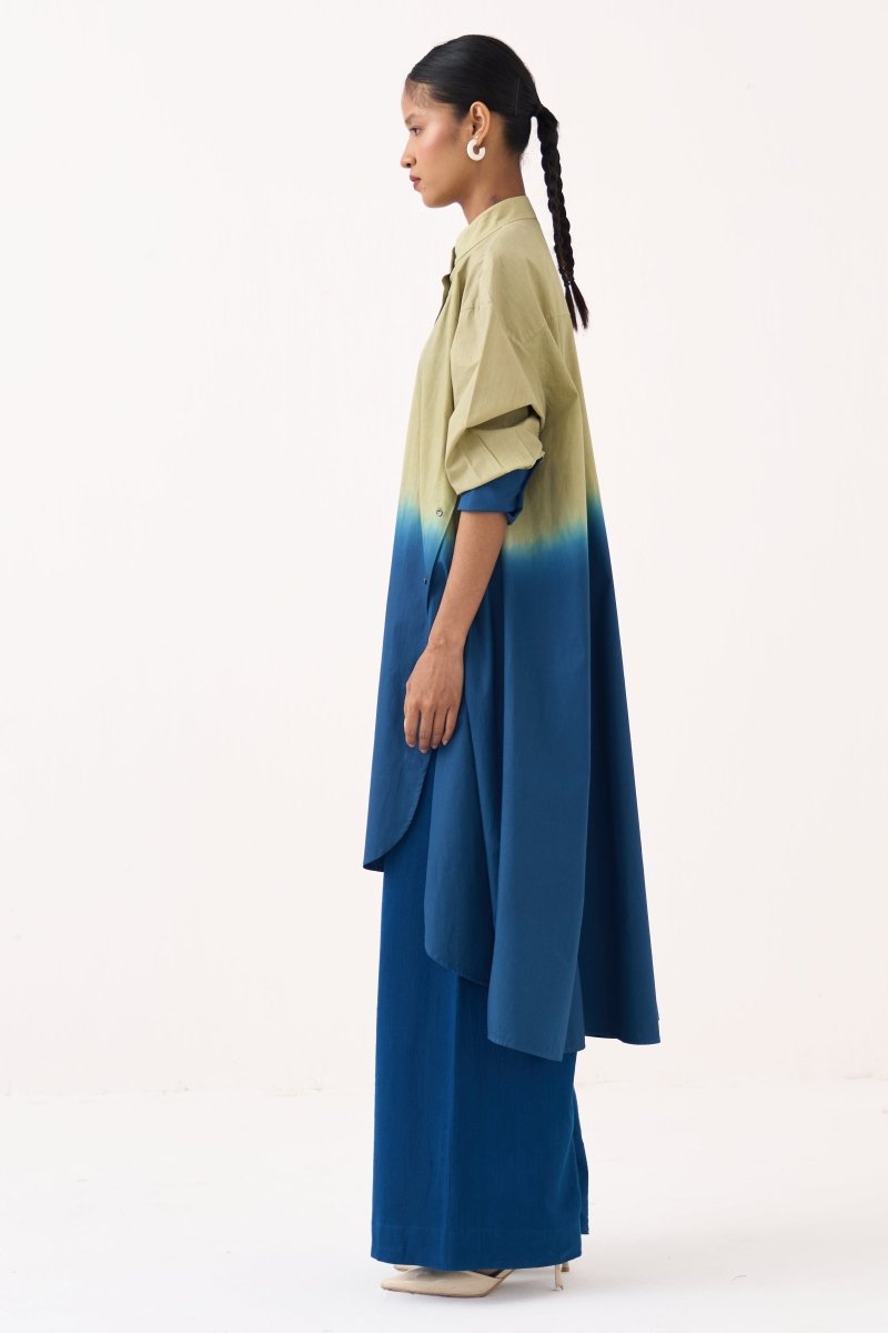 Dip - Dye Side Button Tunic Co - ord (Set of 2) - Three Clothing