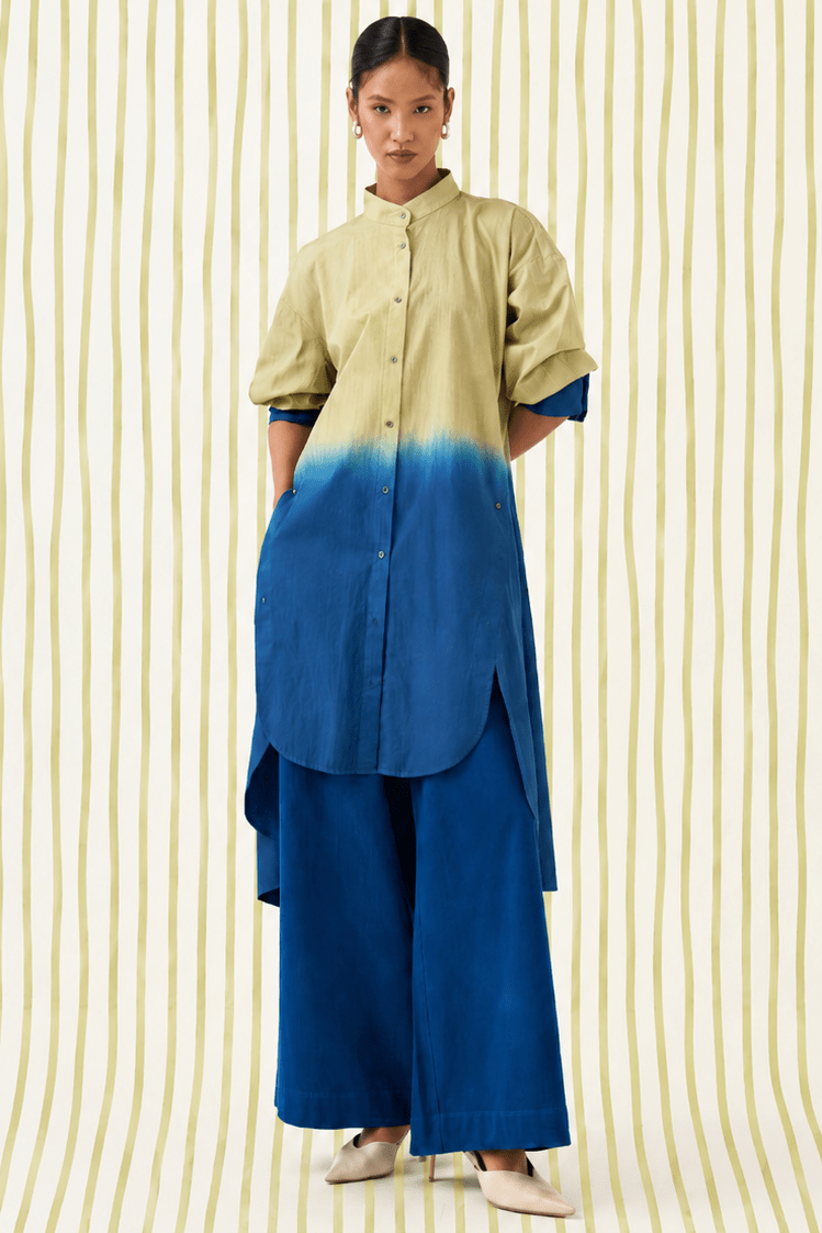 Dip - Dye Side Button Tunic Co - ord (Set of 2) - Three Clothing