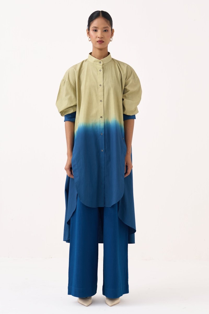 Dip - Dye Side Button Tunic Co - ord (Set of 2) - Three Clothing