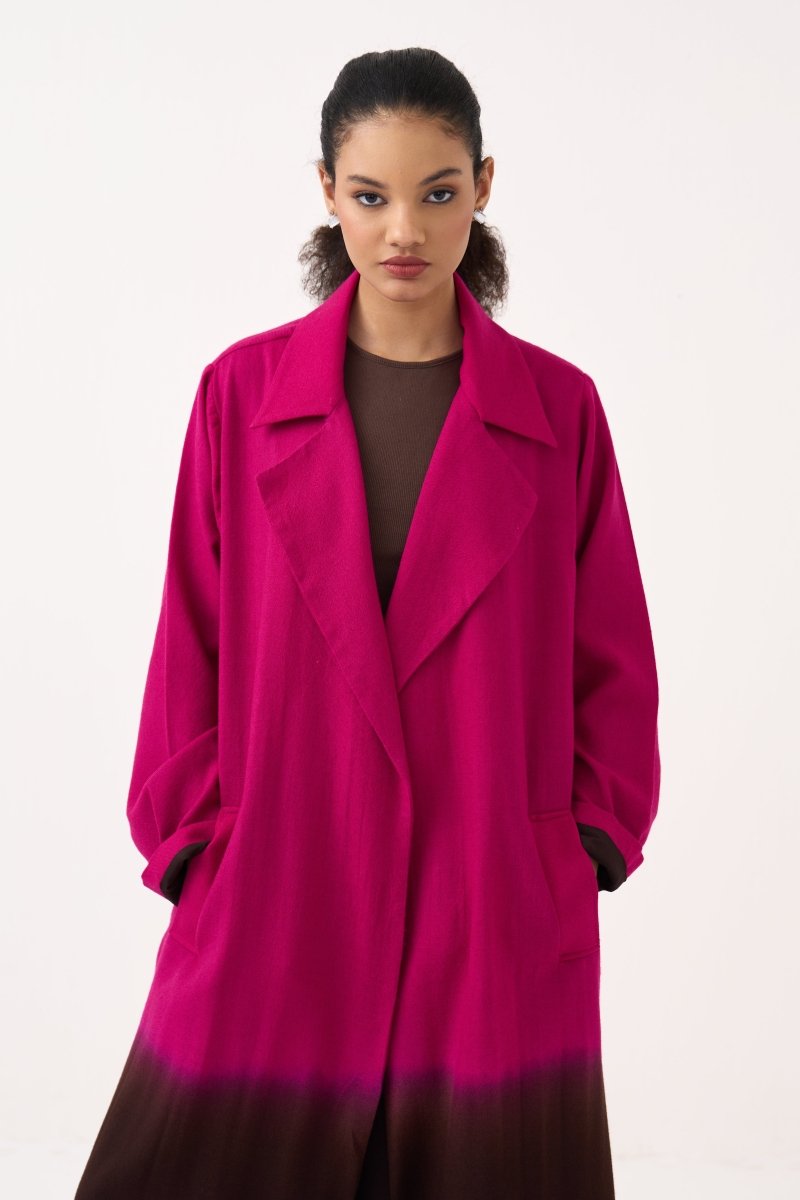 Dip Dye Woollen Trench - Three Clothing