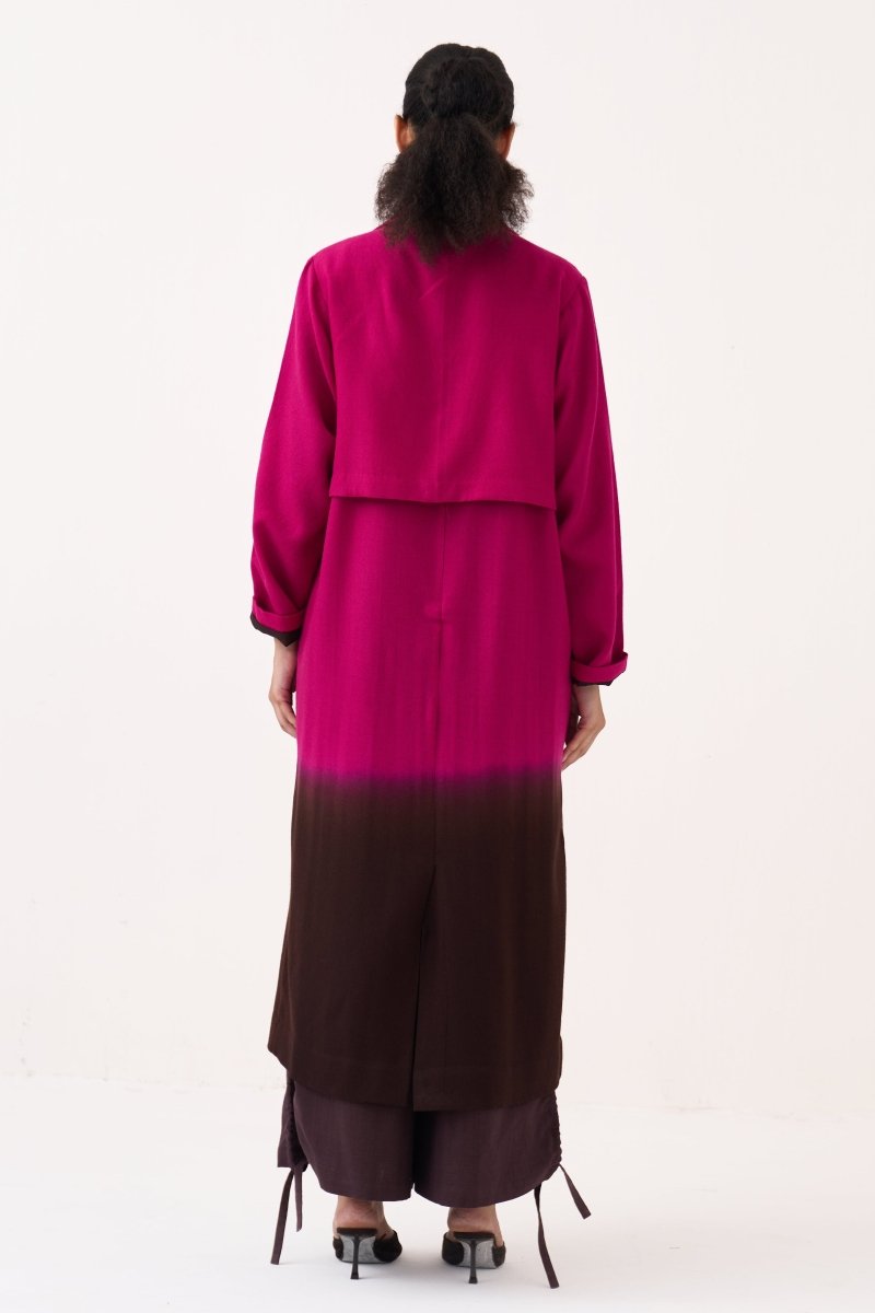 Dip Dye Woollen Trench - Three Clothing