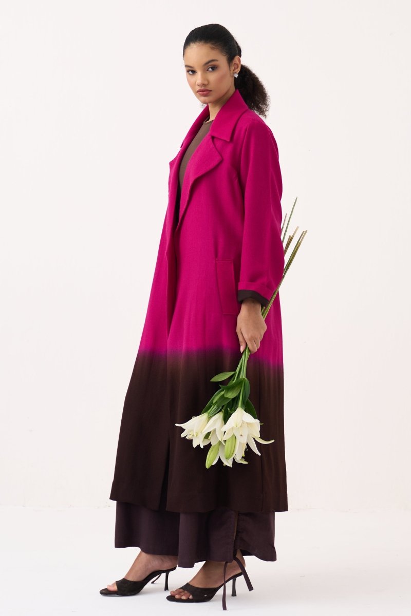 Dip Dye Woollen Trench - Three Clothing