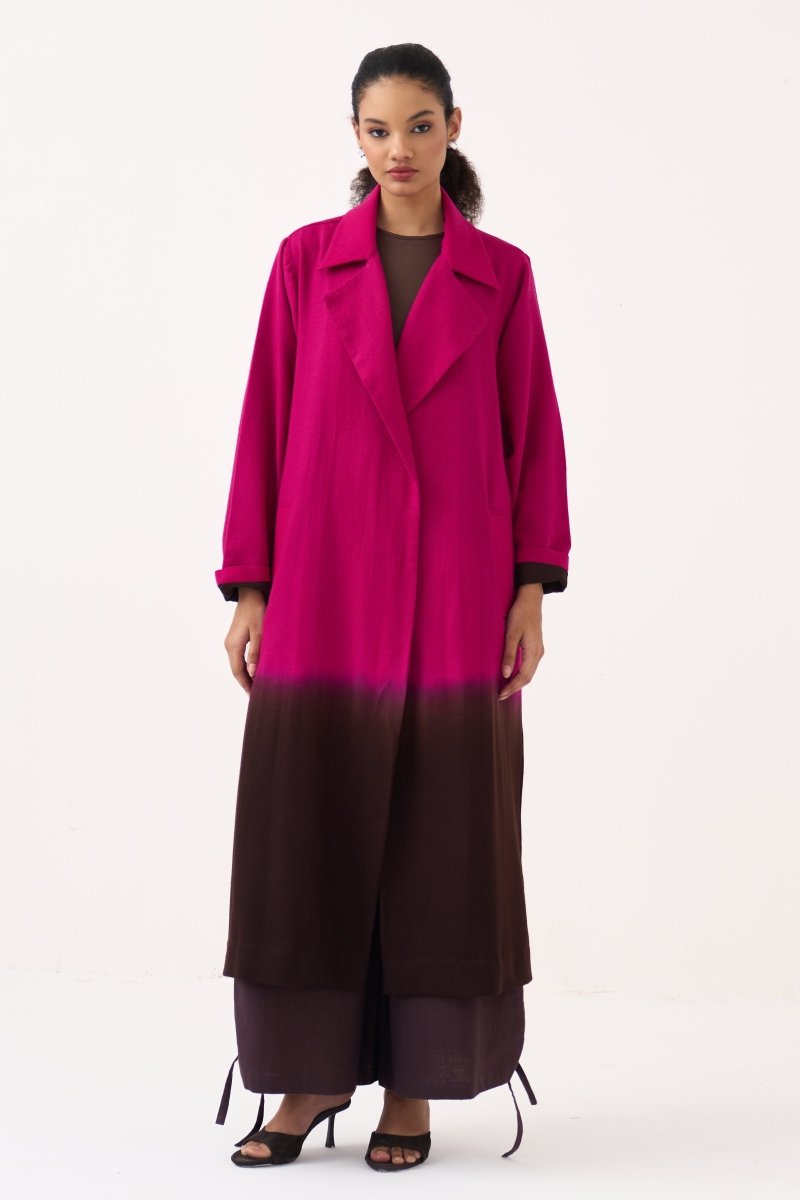 Dip Dye Woollen Trench - Three Clothing