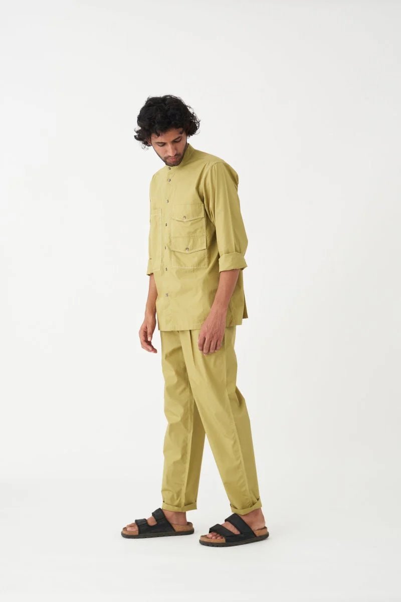 Double Pocket Shirt Co - ord - Moss Green - Three