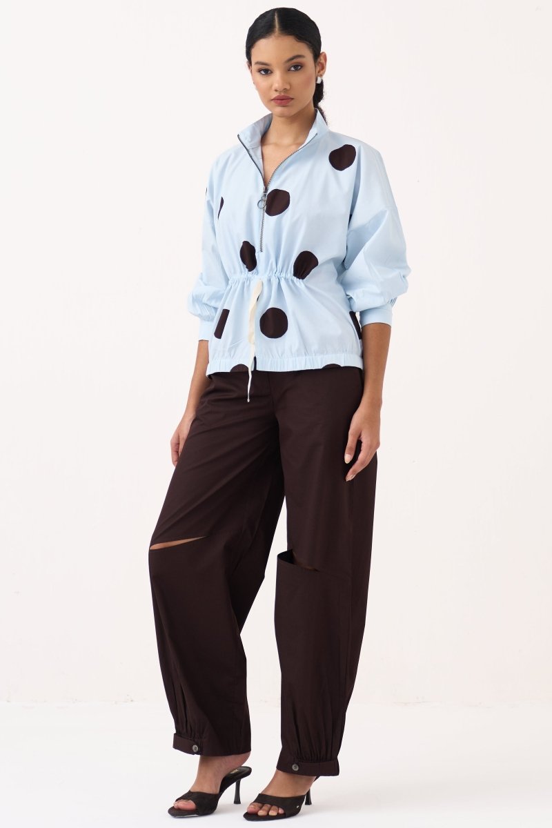 Drawstring Polka Top - Three Clothing