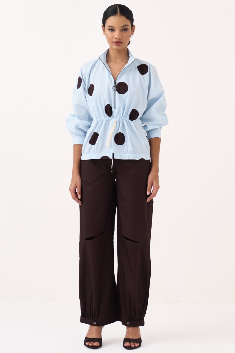 Drawstring Polka Top - Three Clothing