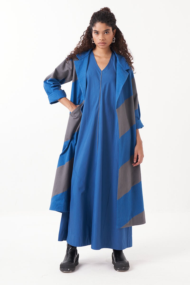 Electric blue Diagonal Jacket Co - Ord (Set Of 2) - Three Clothing