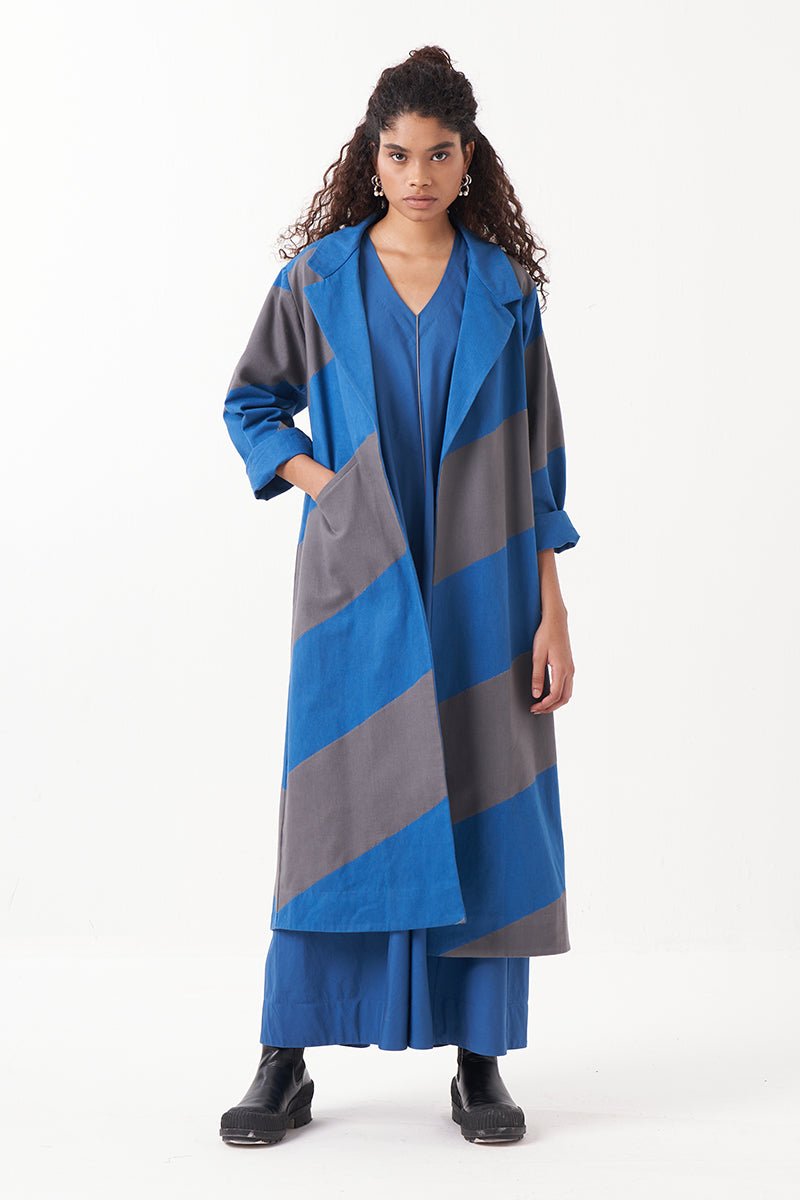 Electric blue Diagonal Jacket Co - Ord (Set Of 2) - Three Clothing