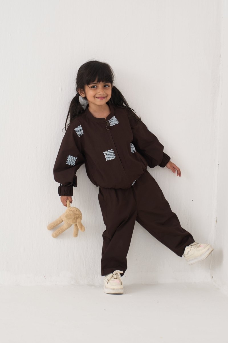Emb. Bomber Jacket Co - ord (Set Of 2) - Three Clothing