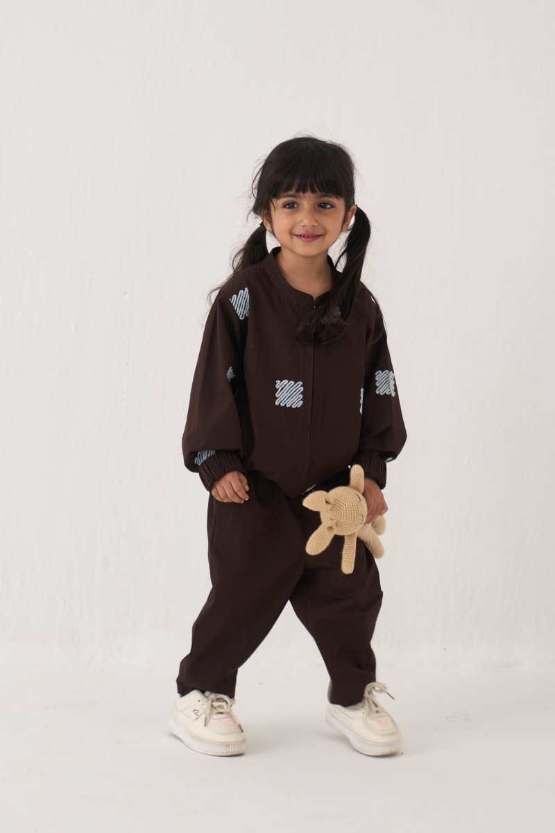 Emb. Bomber Jacket Co - ord (Set Of 2) - Three Clothing