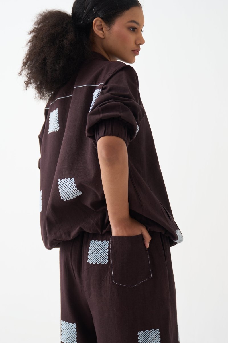 Emb. Bomber Jacket Coord (Set of 2 ) - Three Clothing