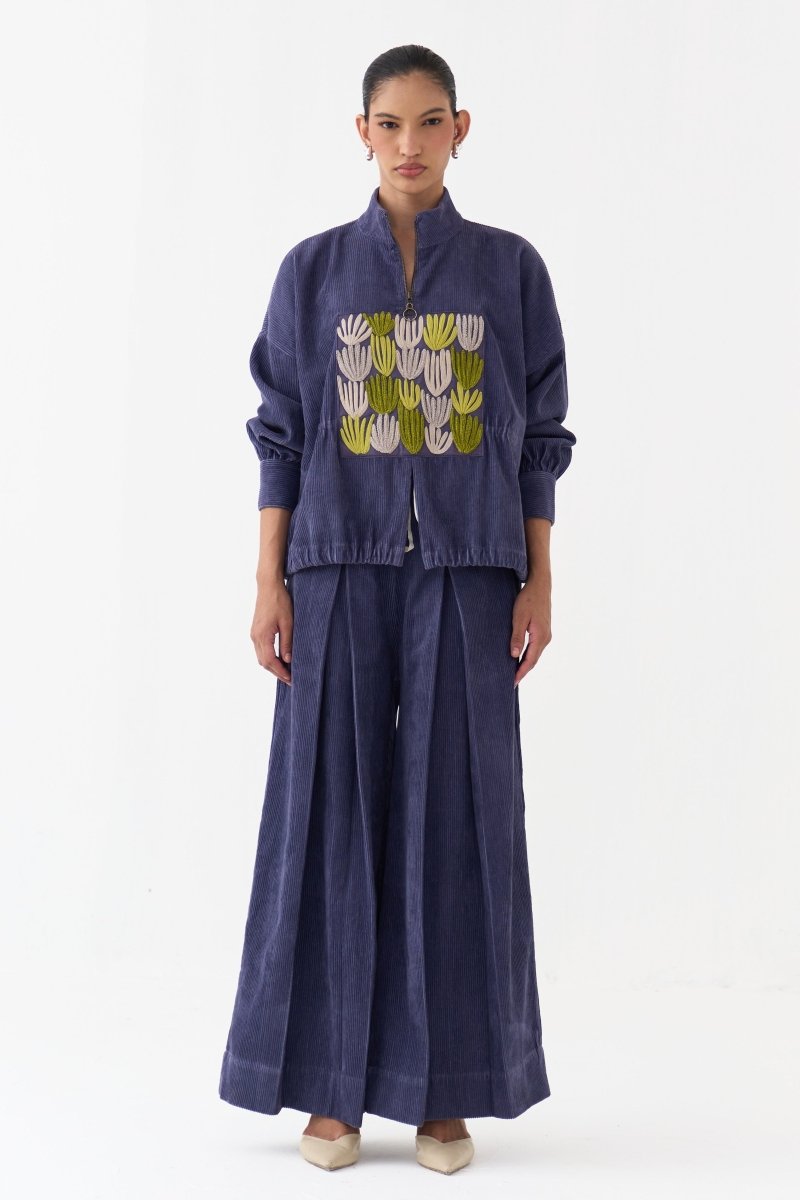 Emb. Corduroy Drawstring Top - Three Clothing
