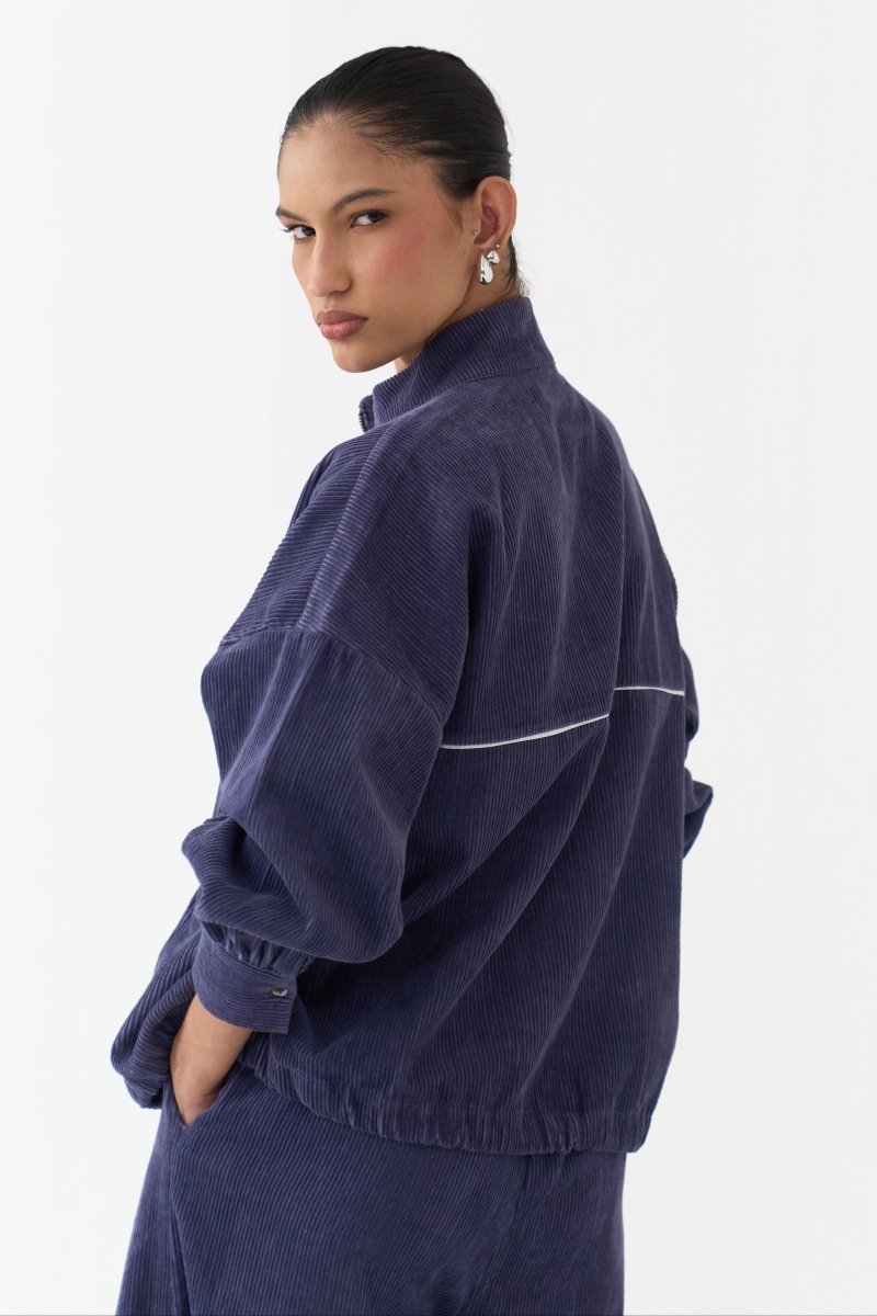 Emb. Corduroy Drawstring Top - Three Clothing