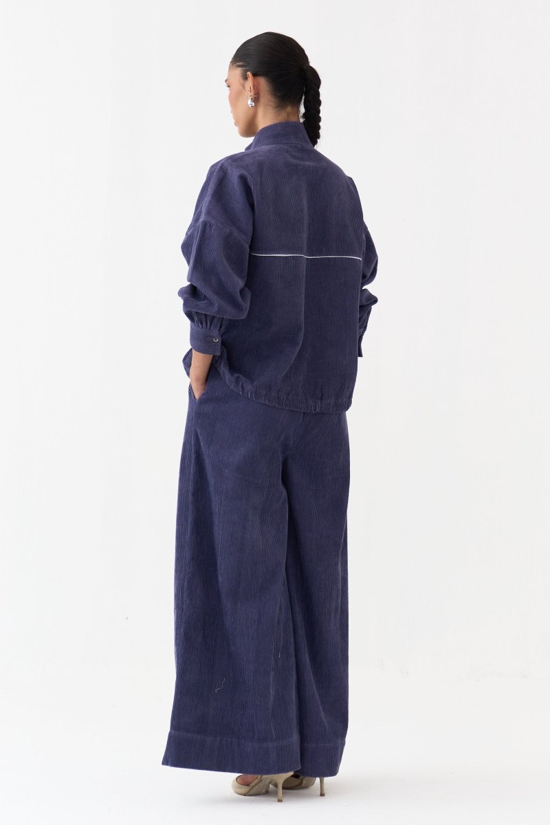 Emb. Corduroy Drawstring Top - Three Clothing
