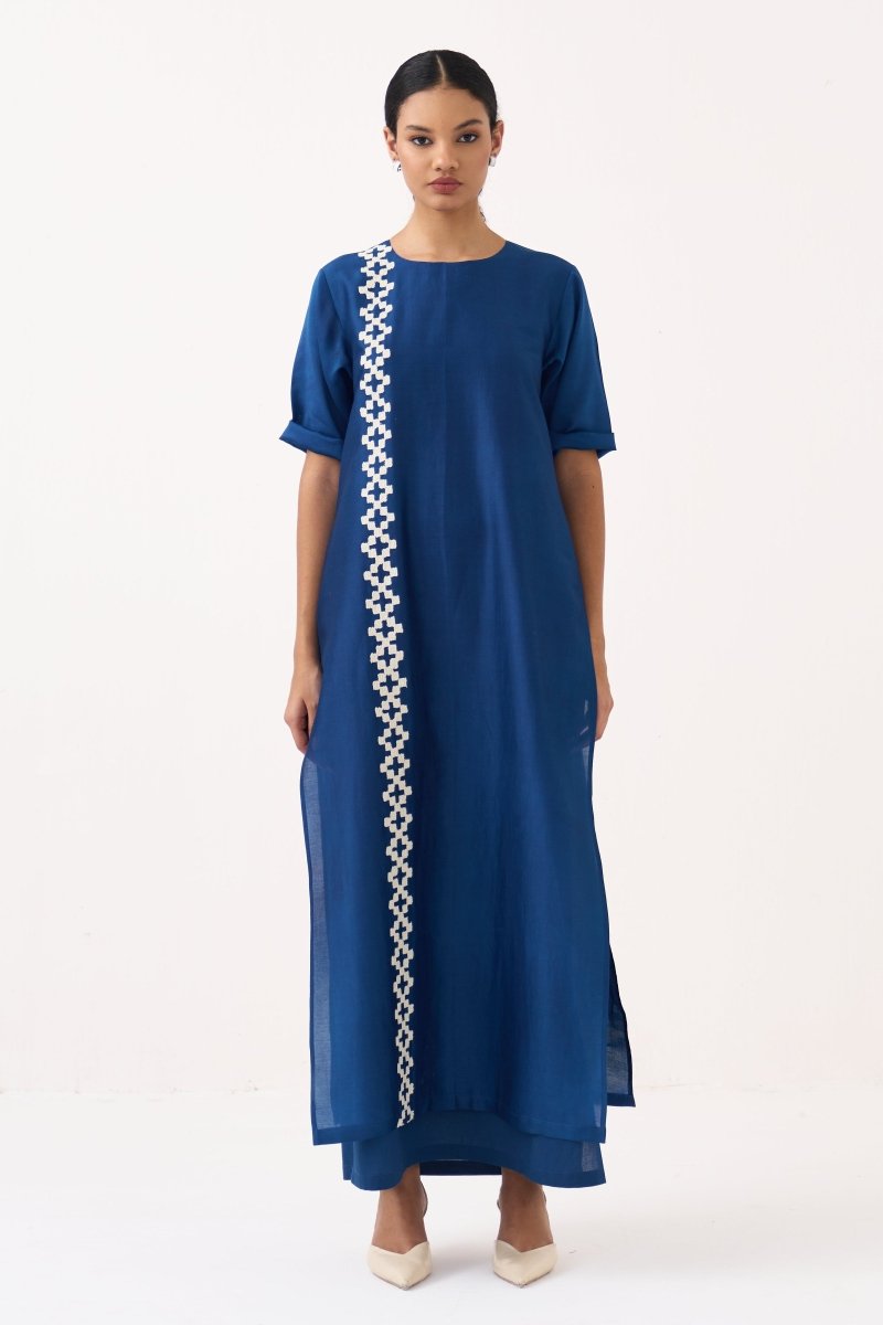 Emb. Double Layer Dress - Three Clothing