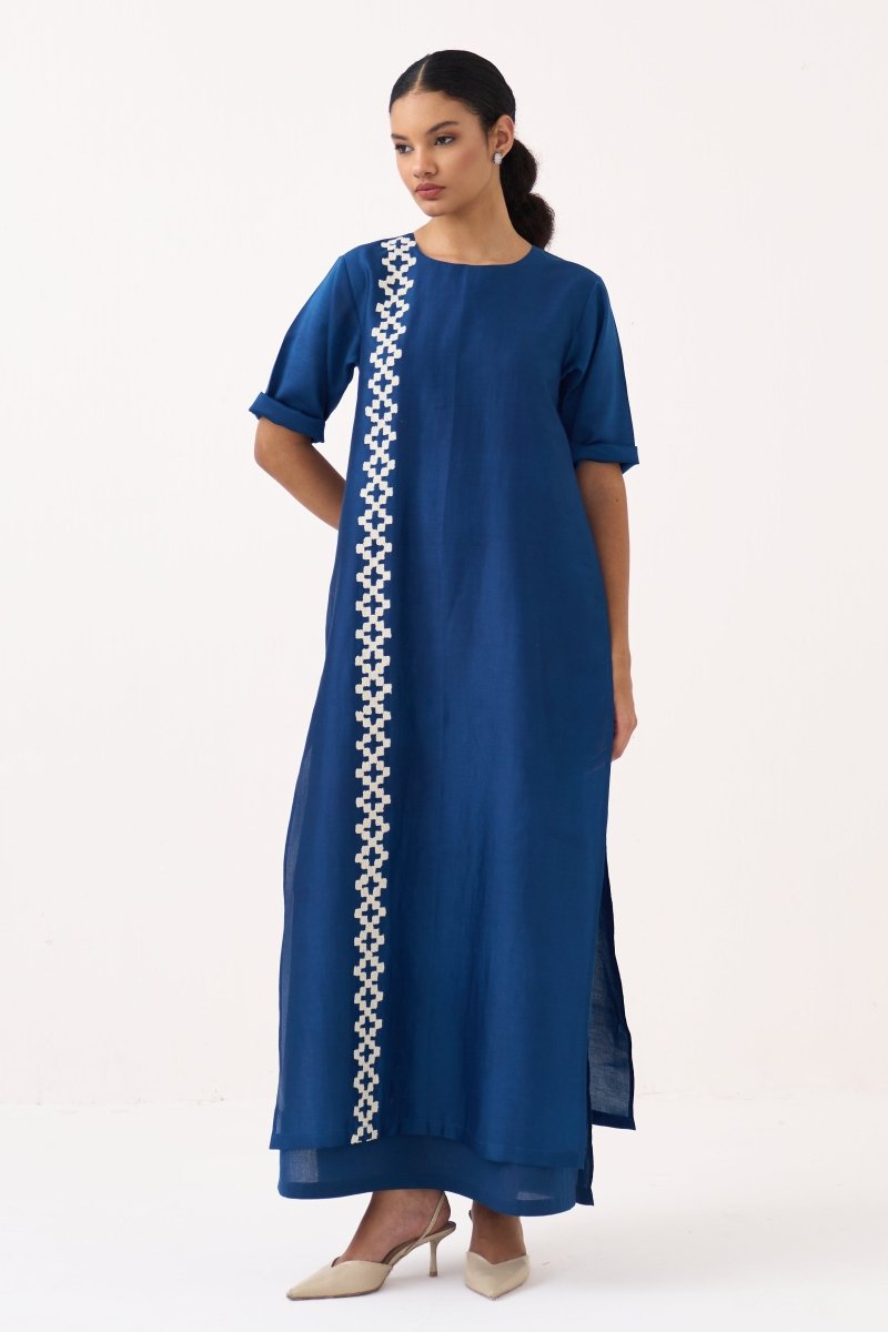 Emb. Double Layer Dress - Three Clothing