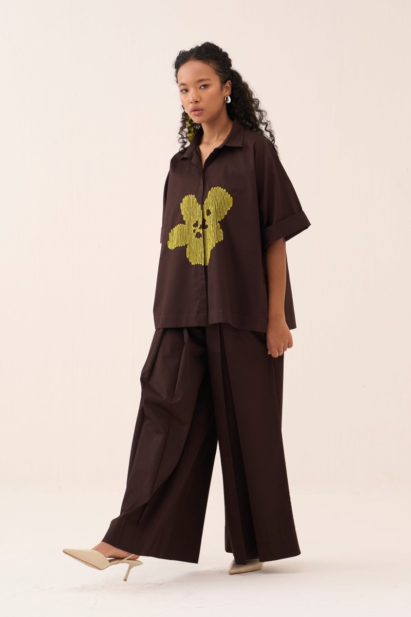 Emb. Floral Shirt - Three Clothing