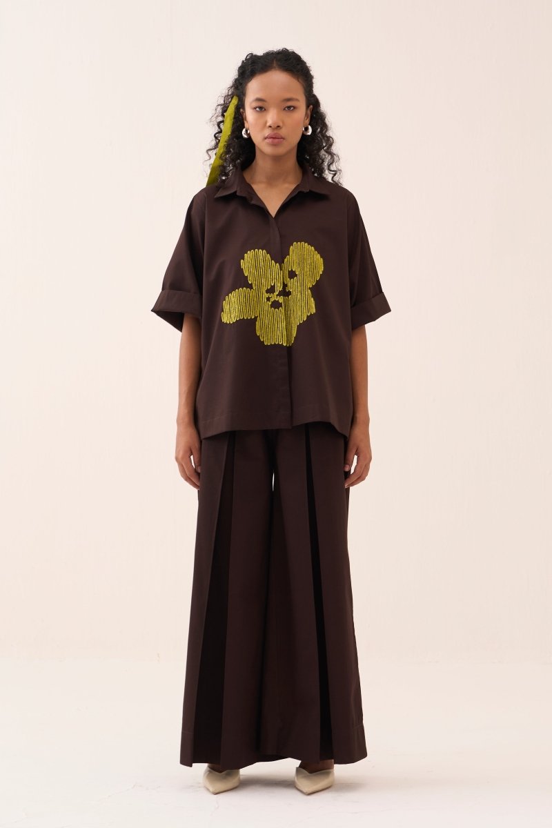 Emb. Floral Shirt - Three Clothing