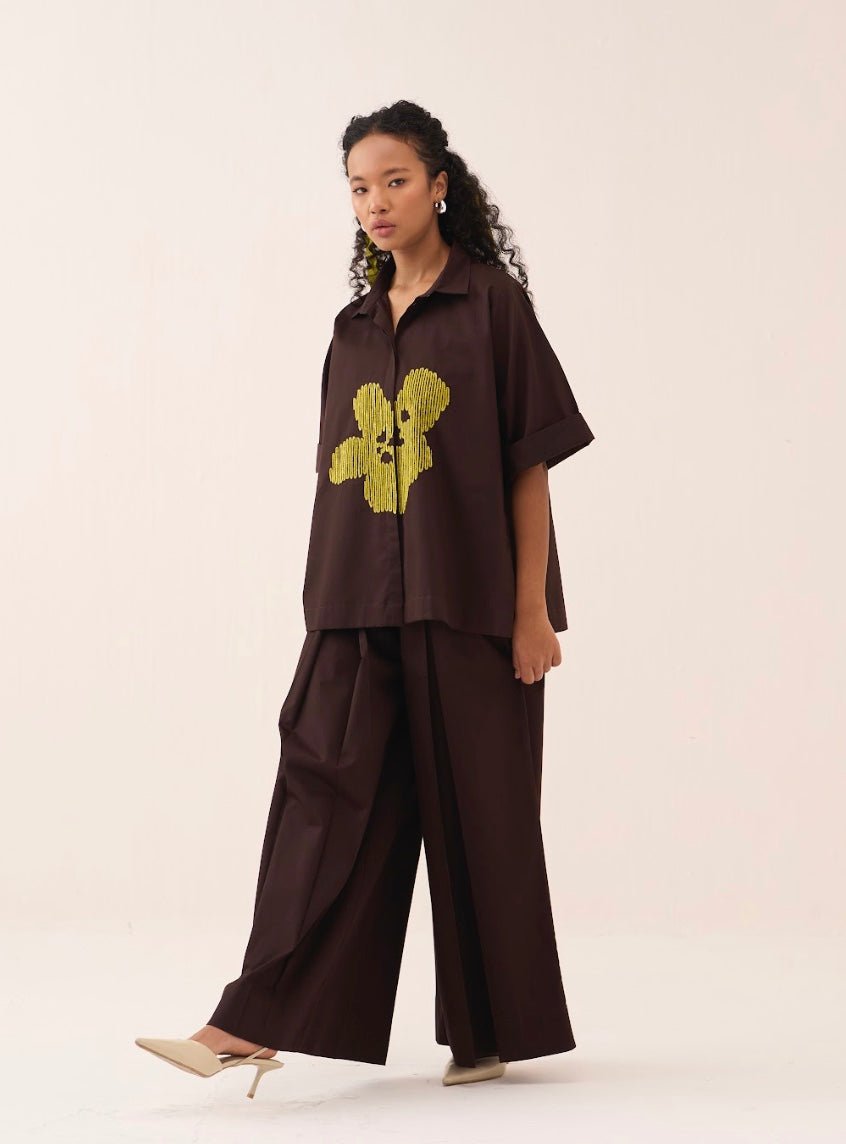 Emb. Floral Shirt Co - Ord (Set Of 2) - Three Clothing