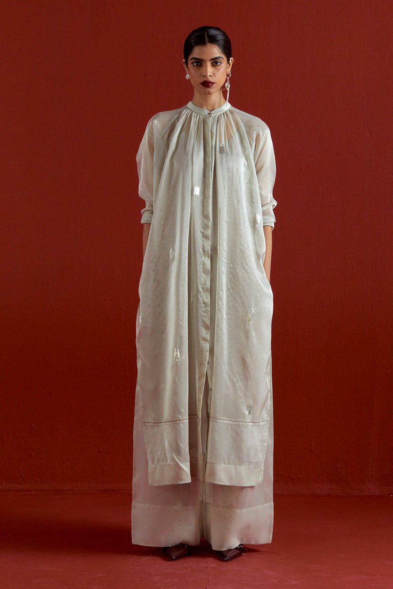 Emb. Gather Neck Shirt Co - Ord - Three Clothing