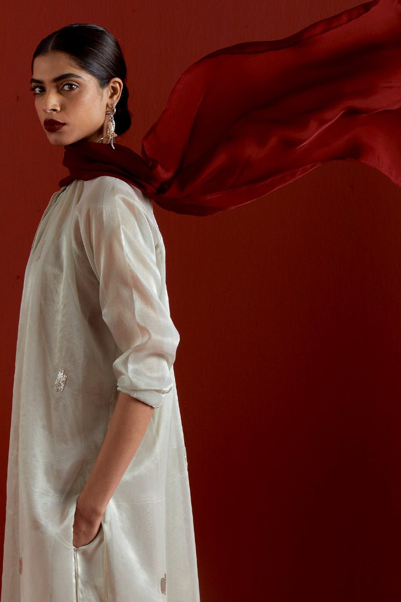 Emb. Gather Neck Shirt Co - Ord - Three Clothing