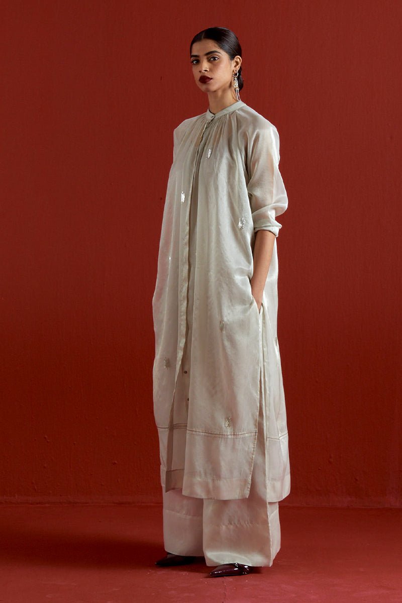 Emb. Gather Neck Shirt Co - Ord - Three Clothing