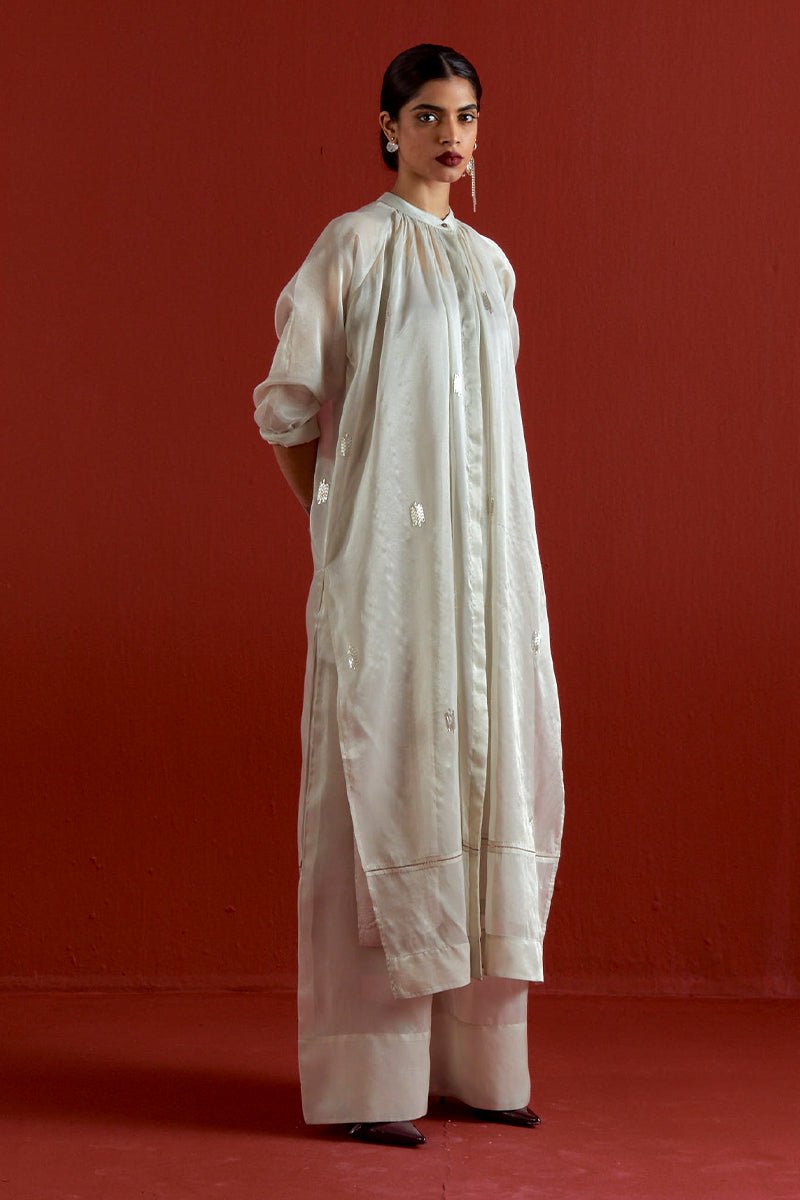 Emb. Gather Neck Shirt Co - Ord - Three Clothing