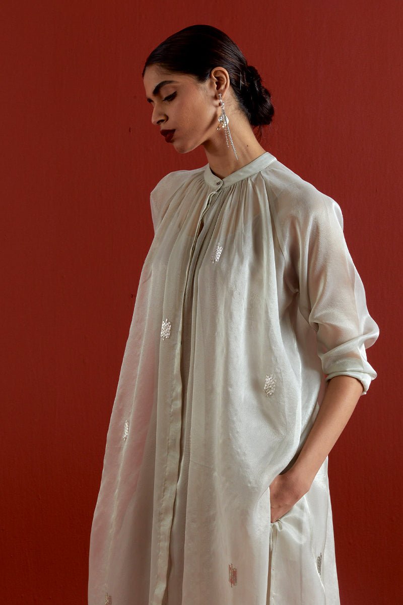 Emb. Gather Neck Shirt Co - Ord - Three Clothing