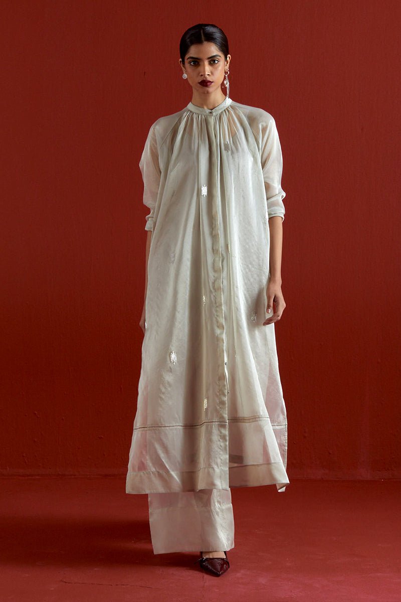 Emb. Gather Neck Shirt Co - Ord - Three Clothing