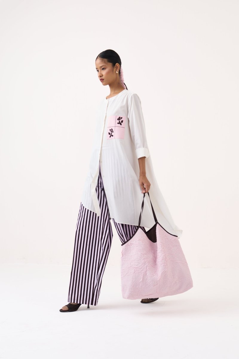 Emb. Patch Asymmetric Hem Co - ord (Set of 2) - Three Clothing