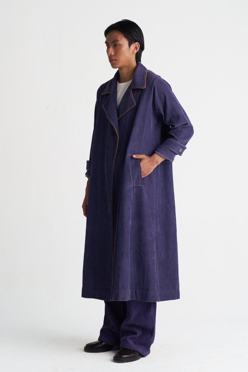 Emb. Patch Corduroy Trench - Three Clothing