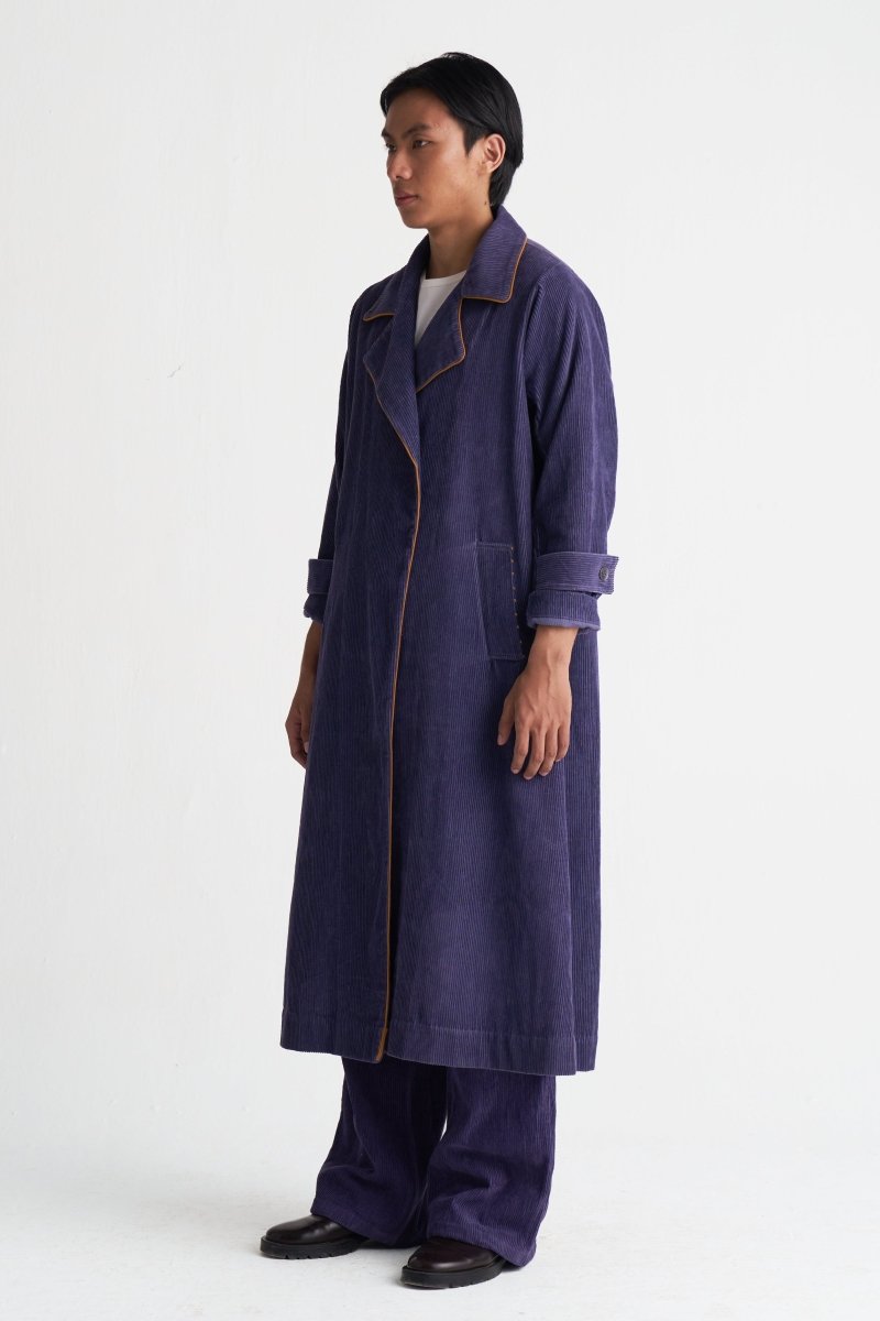 Emb. Patch Corduroy Trench - Three Clothing