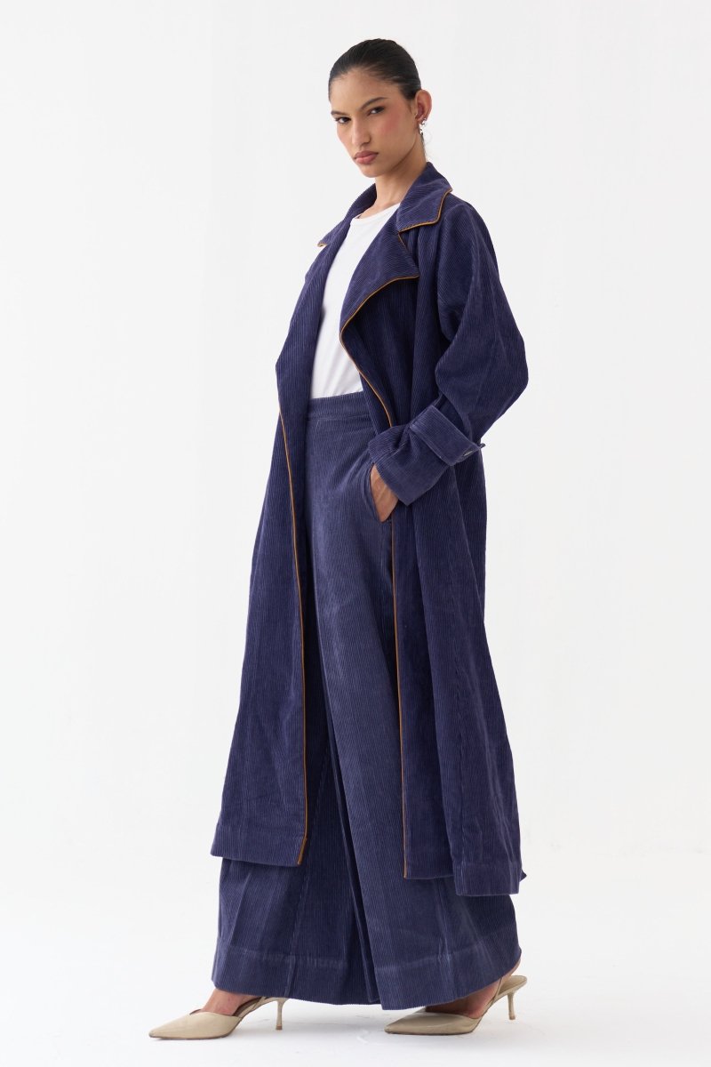 Emb. Patch Corduroy Trench - Three Clothing