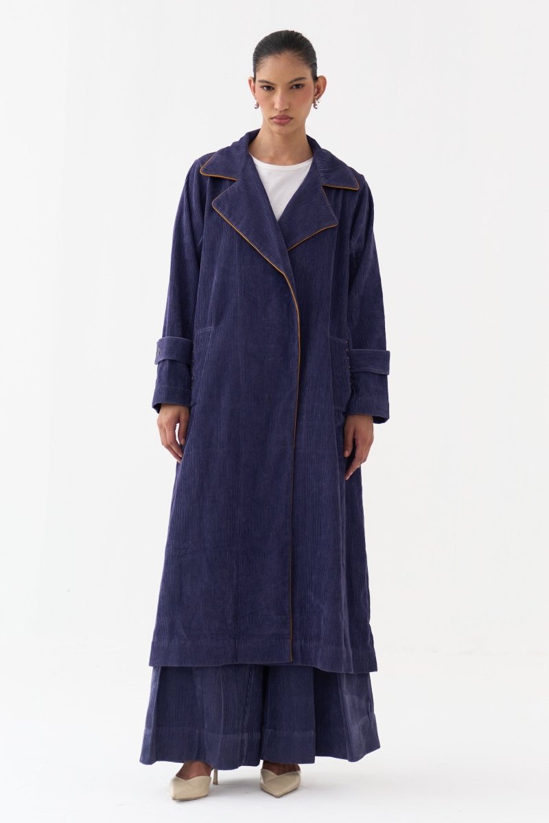 Emb. Patch Corduroy Trench - Three Clothing