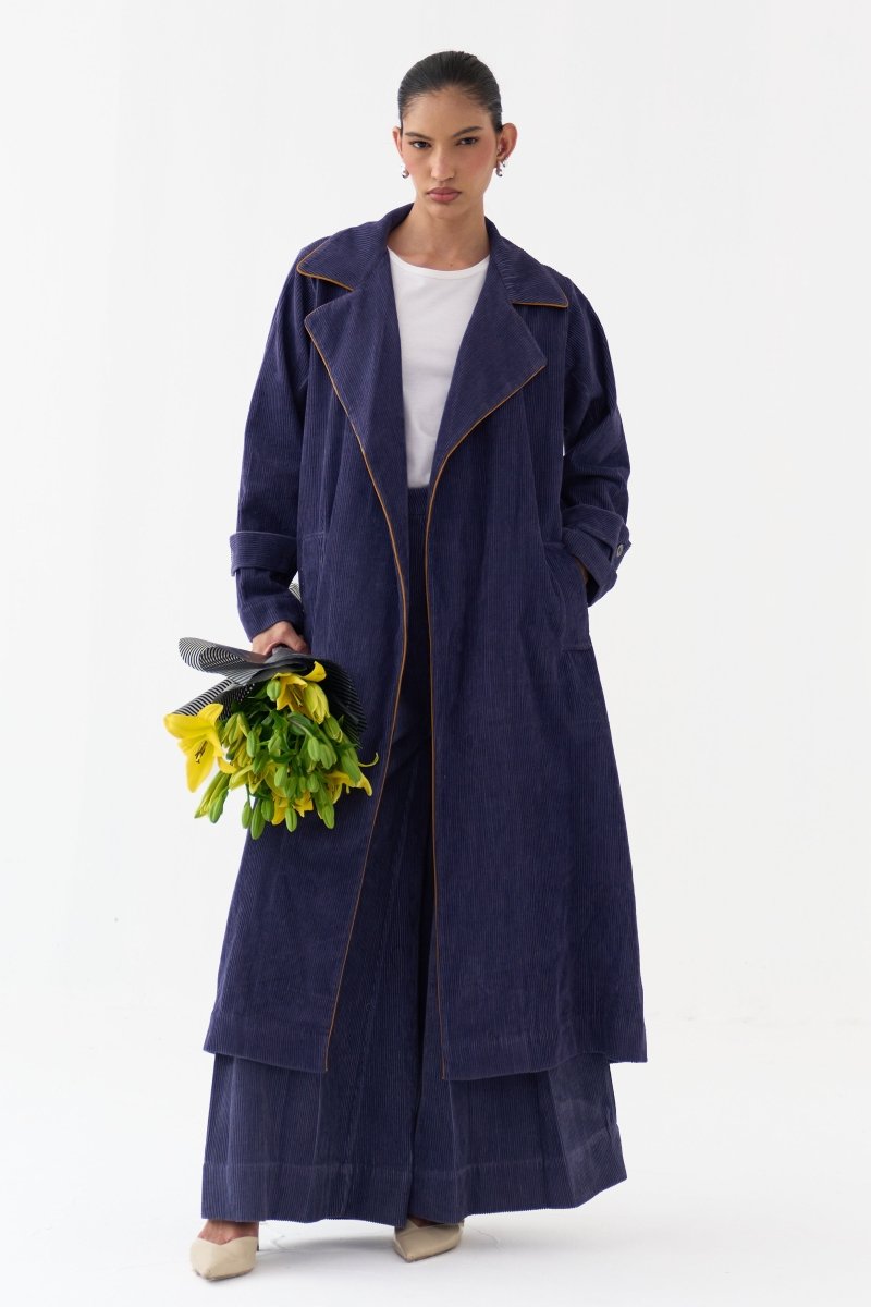 Emb. Patch Corduroy Trench - Three Clothing