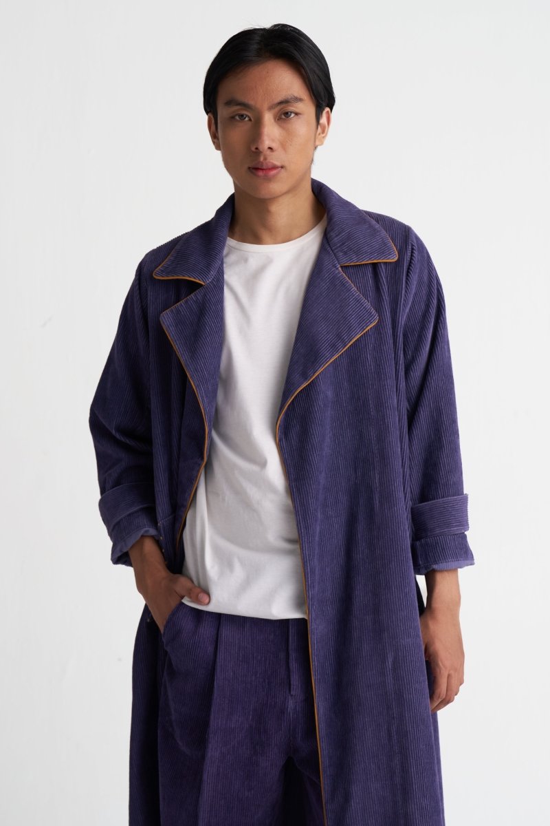 Emb. Patch Corduroy Trench - Three Clothing