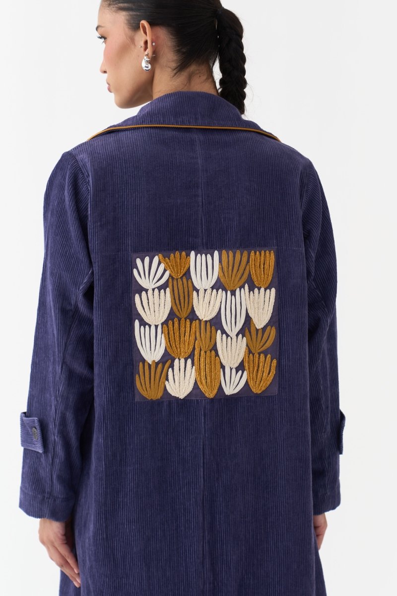 Emb. Patch Corduroy Trench - Three Clothing