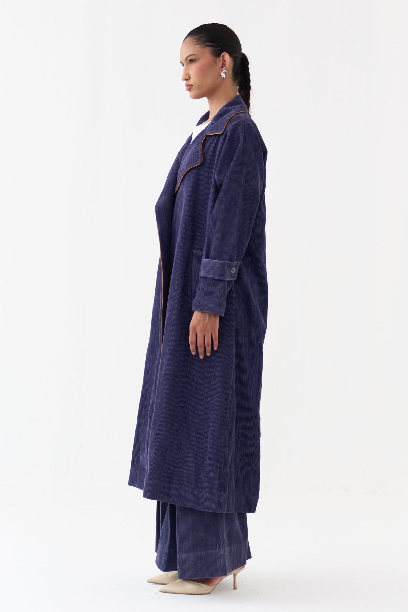 Emb. Patch Corduroy Trench - Three Clothing