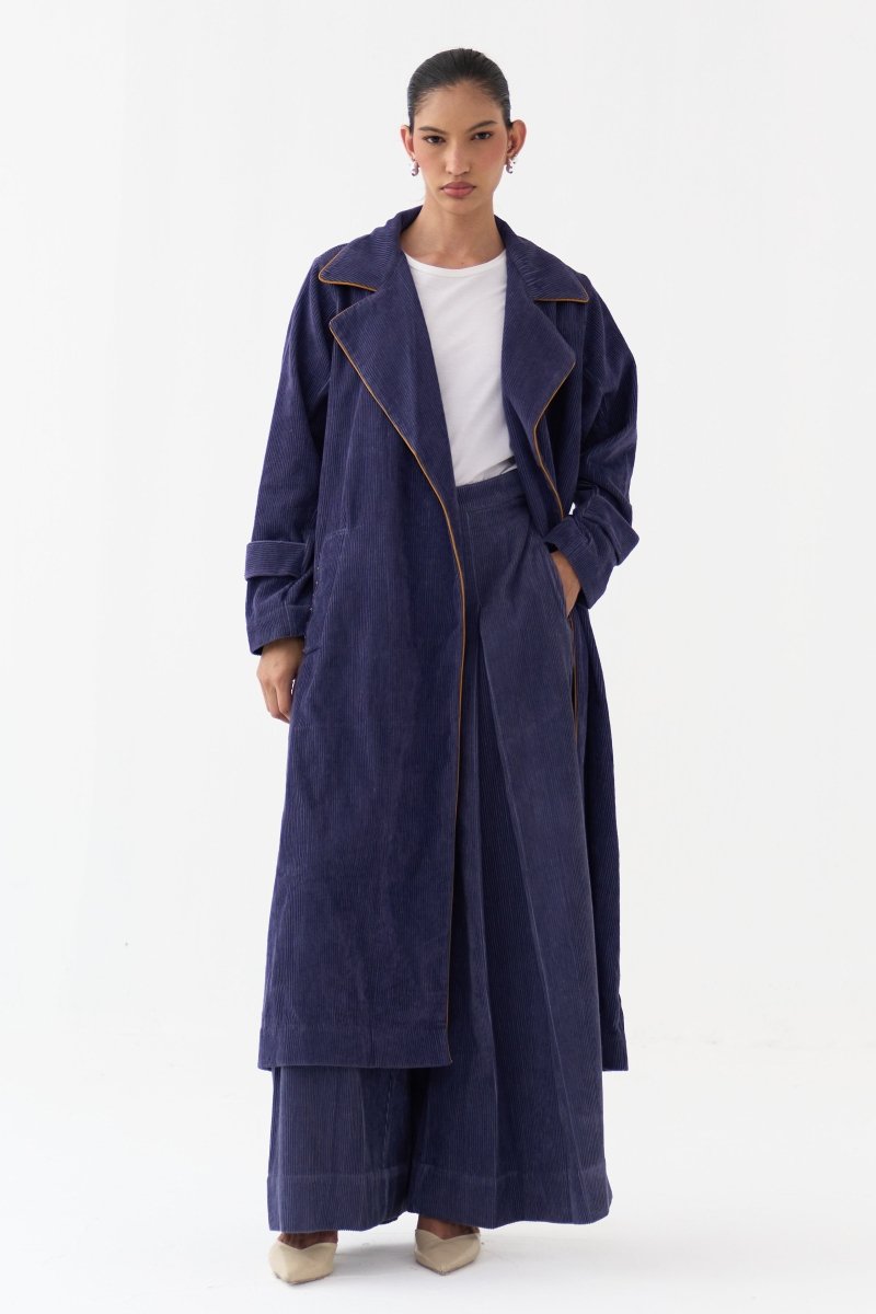 Emb. Patch Corduroy Trench - Three Clothing