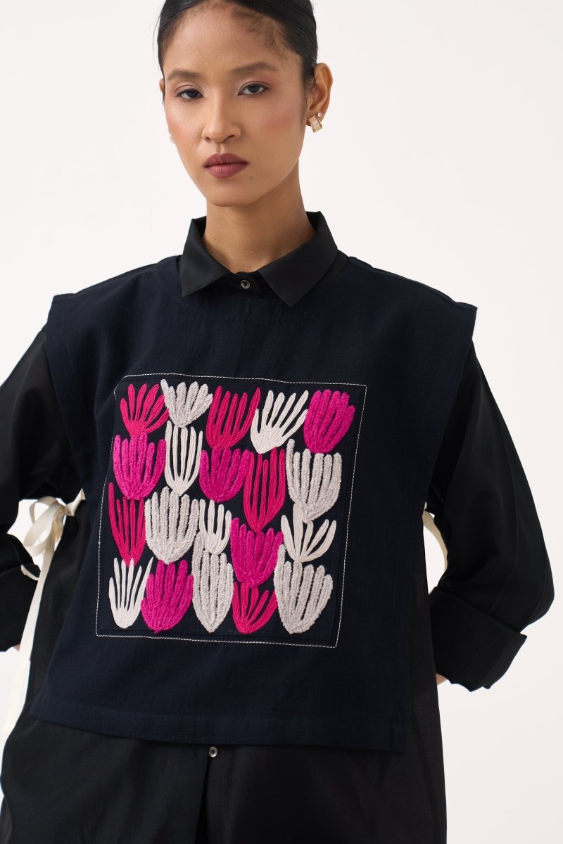 Emb. Patch Crop Overlay (Including Shirt) - Three Clothing